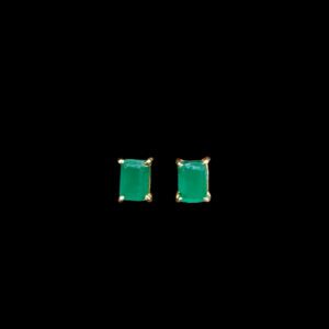 Elegant Emerald Emerald-Cut Solitaire Gold Stud Earrings