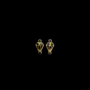 Regal Blue Sapphire Kite Fan Gold Stud Earrings