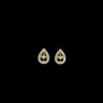 Elegant Diamond Pear Halo Openwork Gold Stud Earrings