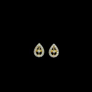 Elegant Diamond Pear Halo Openwork Gold Stud Earrings