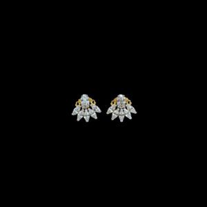 Radiant Diamond Marquise Fan Drop Gold Stud Earrings