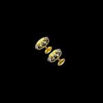 Antique Gold Sunburst Stud Earrings with Black Bead Halo