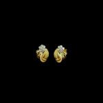 Elegant Diamond Floral & Gold Leaf Stud Earrings