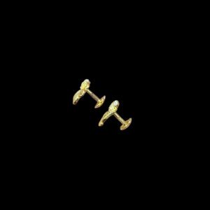 Elegant Diamond Floral & Gold Leaf Stud Earrings
