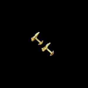 Whimsical Monkey Face Diamond Gold Stud Earrings
