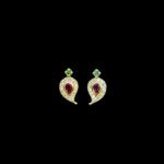 Ornate Ruby, Emerald & Diamond Paisley Stud Earrings