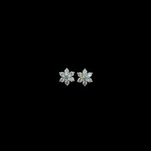 Radiant Diamond Floral Cluster Stud Earrings