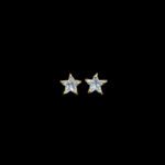 Sparkling Star Solitaire Gold Stud Earrings
