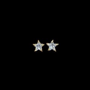 Sparkling Star Solitaire Gold Stud Earrings