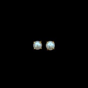 Classic Pearl Solitaire Gold Stud Earrings