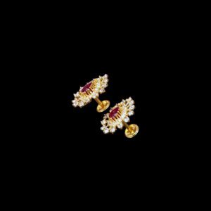 Regal Ruby & Diamond Teardrop Starburst Stud Earrings