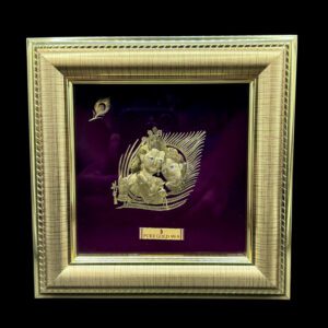 Divine Radha Krishna Peacock Pure Gold Foil Frame