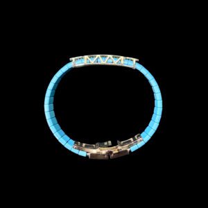 Regal Turquoise & Diamond PavÃ© Gold Bangle