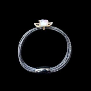Elegant Mother-of-Pearl & Diamond Mesh Bracelet