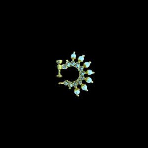 Elegant Pearl & Aqua Diamond Maharashtrian Nath