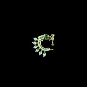 Peacock Emerald & Pearl Drop Maharashtrian Nath