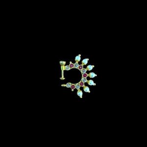 Radiant Pearl & Ruby Studded Maharashtrian Nath