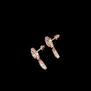Elegant Polki & Pink Pear Drop Rose Gold Earrings