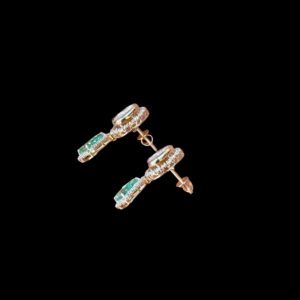 Regal Polki & Emerald Drop Rose Gold Earrings
