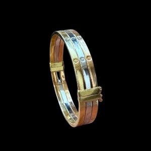 Majestic Tri-Tone Triple Screw Gold Bangle
