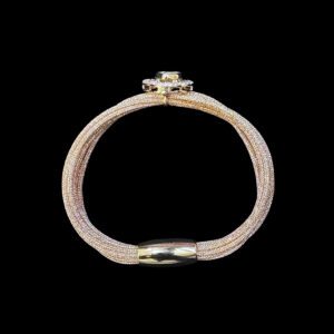 Divine Clover Polki Diamond Rose Gold Mesh Bracelet