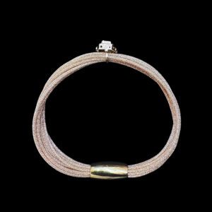 Heritage Turquoise Enamel Polki Rose Gold Mesh Bracelet