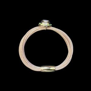 Heritage Green Enamel Polki Rose Gold Mesh Bracelet