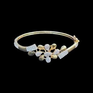 Floral Diamond Cluster Two-Tone Gold Bracelet