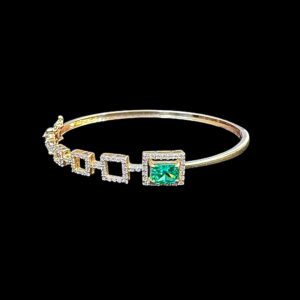 Regal Emerald & Diamond Rose Gold Bracelet
