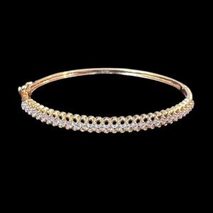 Elegant Single-Line Diamond Rose Gold Bangle