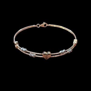 Dainty Heart & Bead Rose Gold Bracelet