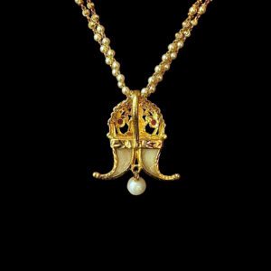 Divine Lakshmi Twin Tiger Claw Pearl Pendant