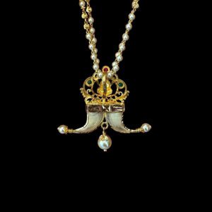 Divine Ganesha Twin Tiger Claw Pearl Pendant