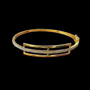 Sleek Twin-Line Diamond Gold Bracelet