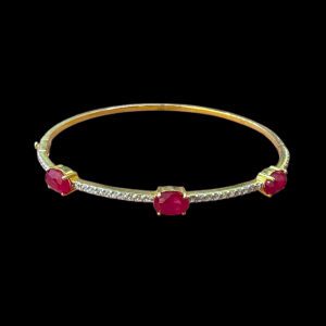 Regal Ruby & Diamond Line Gold Bracelet