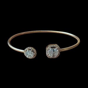 Elegant Asscher & Round Diamond Rose Gold Cuff