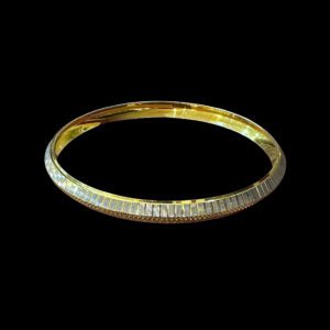 Graceful Two-Tone Milgrain Gold Bangle