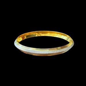Elegant Two-Tone Diamond-Cut Gold Bangle