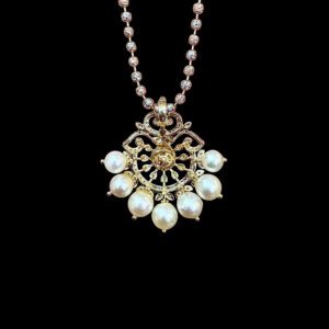 Regal Ruby & Diamond Pearl Drop Chandbali Pendant