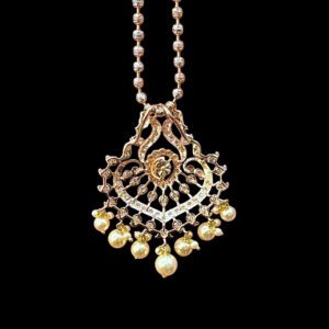 Majestic Twin Peacock Ruby & Diamond Pearl Drop Pendant