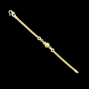 Classic Engraved Coin & Black Bead Gold Bracelet