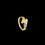 Elegant Gold Ring with Pink Stone & Diamonds