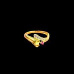 Elegant Gold Ring with Pink Stone & Diamonds