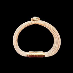 Graceful Rose Gold Polki & Emerald Mesh Bracelet