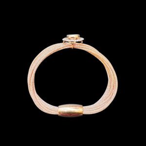 Elegant Rose Gold Polki Diamond Mesh Bracelet