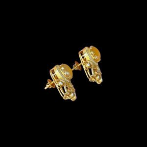 Regal Yellow Sapphire & Diamond Stud Earrings