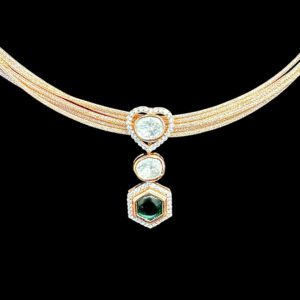 Divine Emerald & Polki Diamond Rose Gold Choker