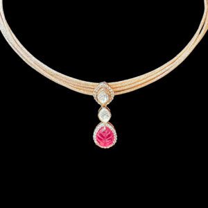Regal Carved Pink Sapphire & Polki Choker