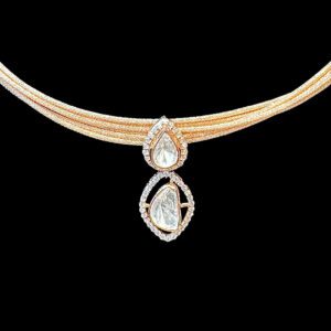 Radiant Polki Diamond Drop Rose Gold Choker