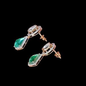 Ethereal Emerald & Polki Diamond Drop Earrings
